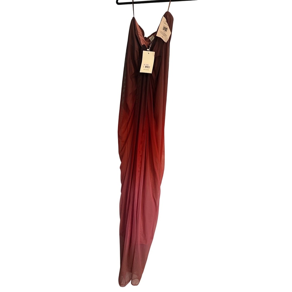 BAOBAB Lena Maxi Dress Cranberry Ombre Mesh Draped Gown BBAB-WD235 NWT Large - Picture 3 of 12